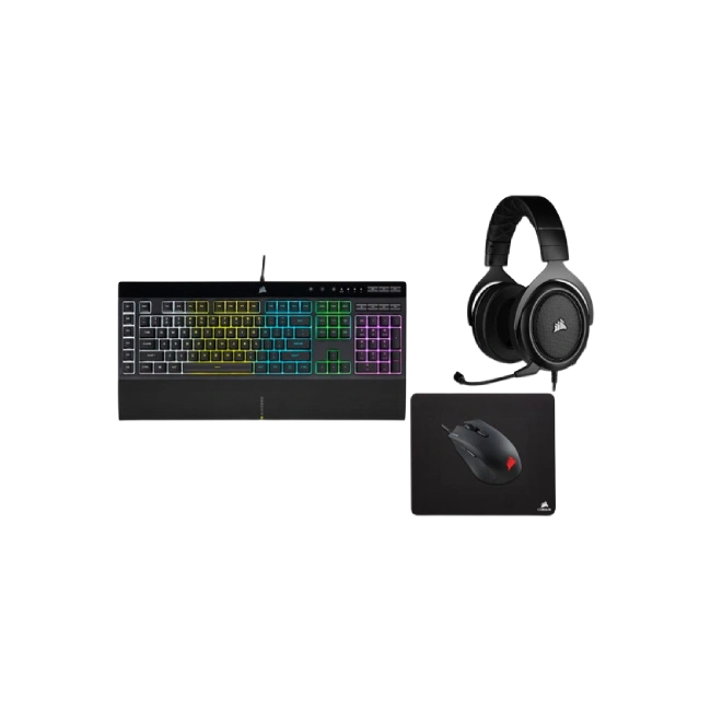 Combo Gaming Corsair 4 en 1 Teclado K55 RGB PRO + Mouse Harpoon RGB PRO + Headset HS50 PRO + Mouse PAD MM110-4