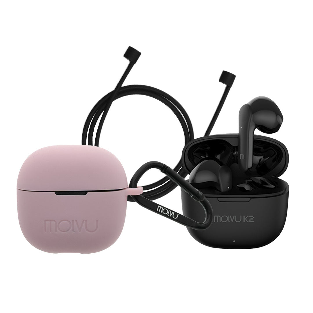 Audífonos K2 + estuche rosa + correa-1