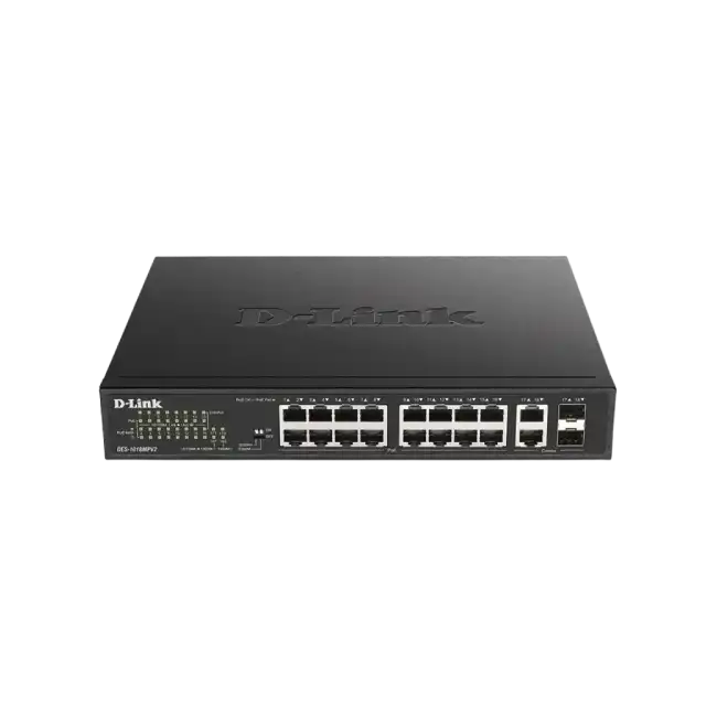 Switch no gestionado de 16 puertos con PoE+ (247W) y 2 puertos Gigabit Combo