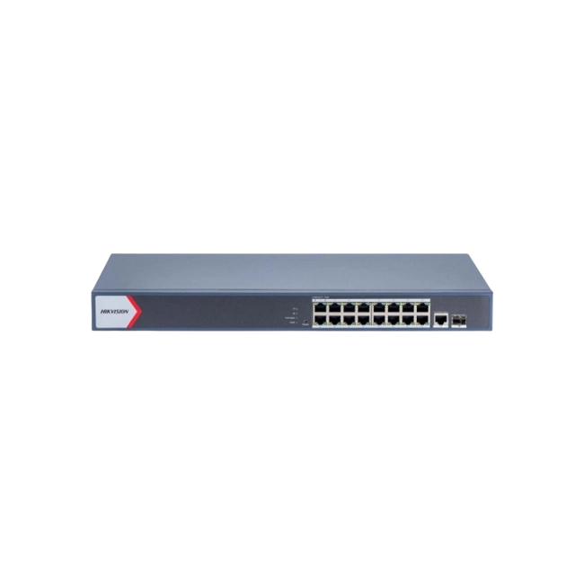 Switch HikVision PoE DS-3E1518P-SI Inteligente Gigabit de 16 Puertos con 2 Puertos de Fibra Optica-2