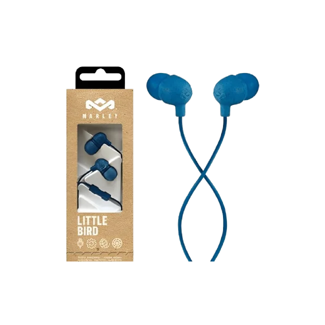 AURICULARES LITTLE BIRD EAR 9.2MM COLOR AZUL HOUSE OF MARLEY-1