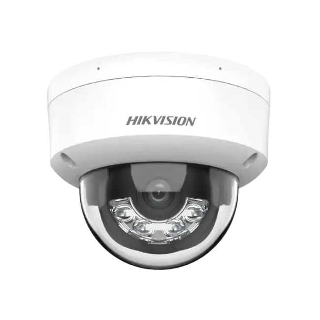 Hikvision 4MP Cámara de red domo fija inteligente con luz - Micrófono incorporado - 4MP - Exterior - H.265+ - Focal fija 2.8mm - 2560 × 1440 - DWDR - IP67 - IK08-1