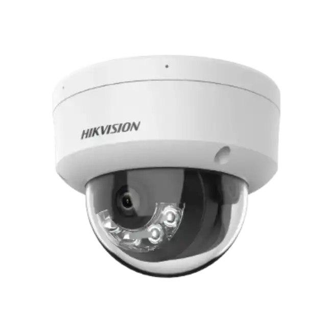 Hikvision 4MP Cámara de red domo fija inteligente con luz - Micrófono incorporado - 4MP - Exterior - H.265+ - Focal fija 2.8mm - 2560 × 1440 - DWDR - IP67 - IK08