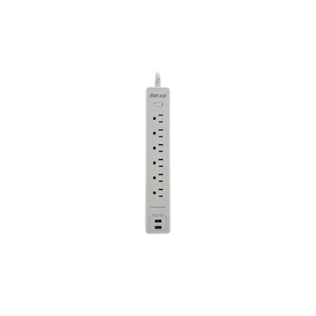 Protector de Voltaje Forza FSP-612USBW 110/220VAC 6 Tomas 2 Puertos USB Color Blanco