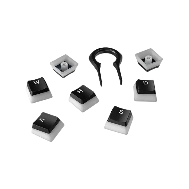 KIT DE TECLAS HYPERX PUDDING ABS KEYCAPS TRASLUCIDO COLOR NEGRO CON BLANCO-1