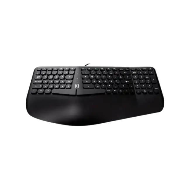 Klip Xtreme - Keyboard - Wired - Spanish - USB - Ergonomic Design - Black - Ergonomical-1