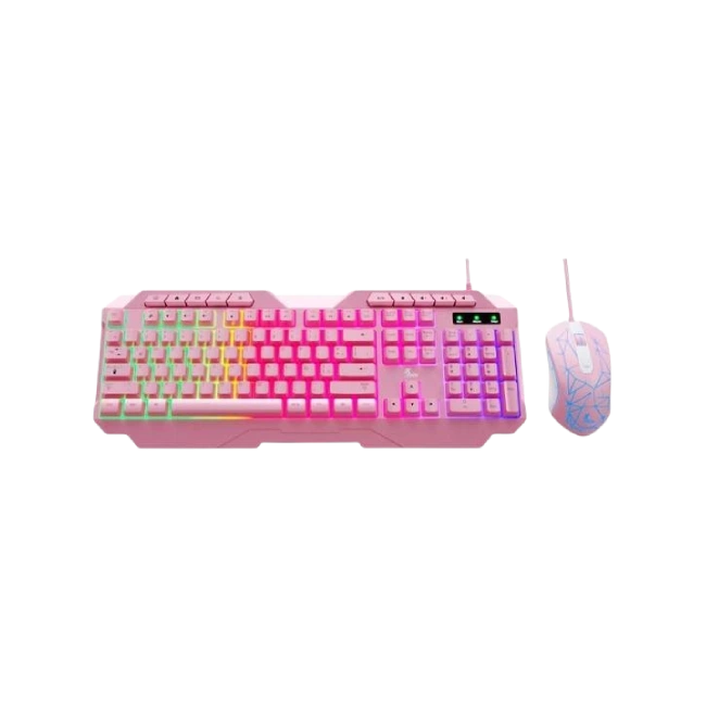 Xtech - Keyboard and mouse set - Wired - Spanish - USB - Pink - Gaming-XTK-540S-1