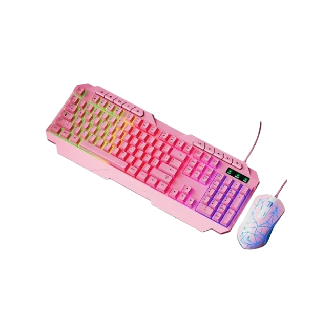 Xtech - Keyboard and mouse set - Wired - Spanish - USB - Pink - Gaming-XTK-540S