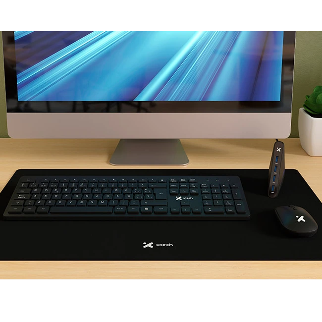 Xtech - MM Keyboard wls, mouse wls, mouse pad XL and USB 3.0 Hub Kit - Spanish - Wireless / Wired - 2.4 GHz / USB - Black - XTK-320S-4