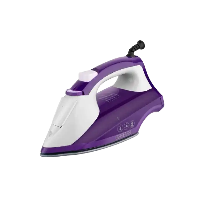 Plancha Para Ropa Black+Decker IR1840 1200 Watts Suela Ceramica GlideT Color Blanco con Morado-2