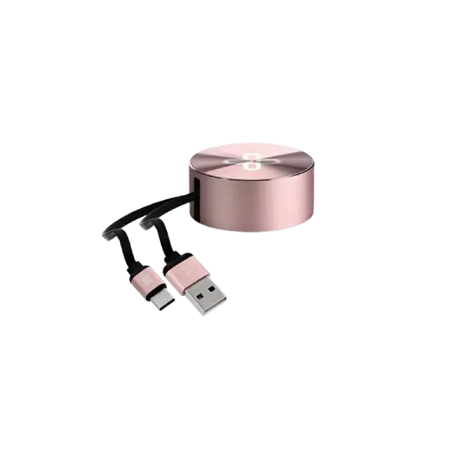 Cable Klip Xtreme KAC-110RG USB C - USB A Retractil 1 Metro Color RoseGold