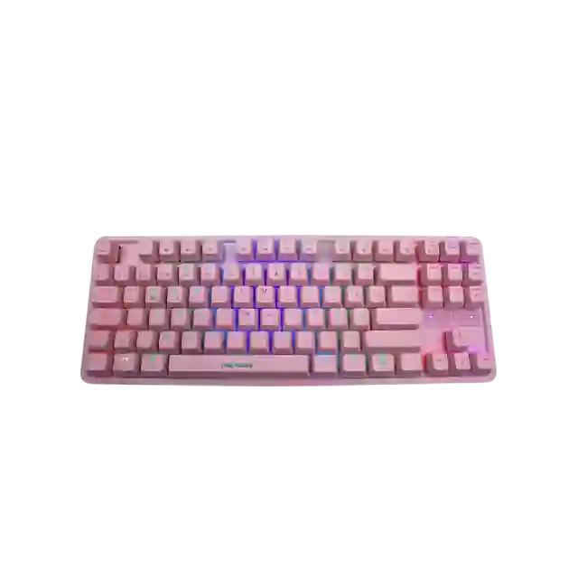 TECLADO GAMING EAGLE WARRIOR VALKIRIA MECANICO USB COLOR ROSADO-1