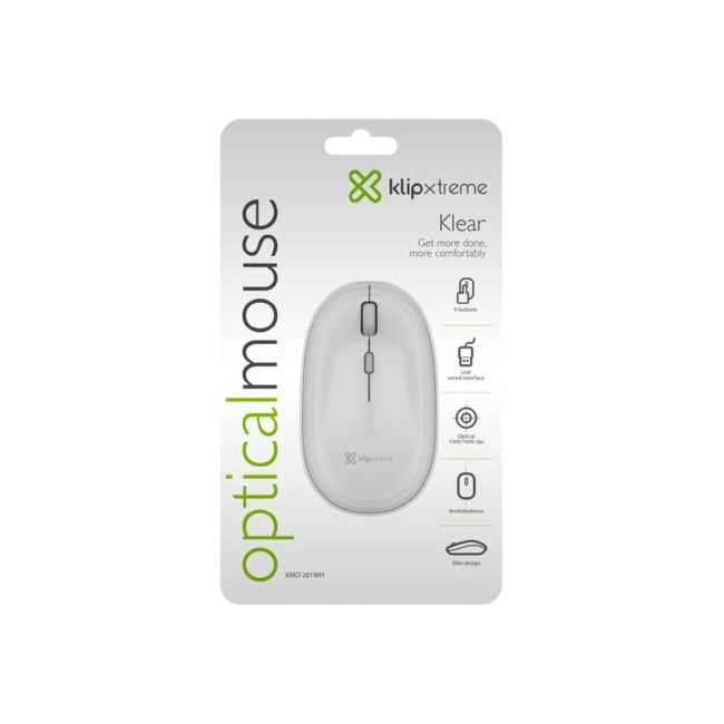 Mouse Klip Xtreme KMO-201WH Optico USB 4 Botones 1600 DPI Color Blanco-3