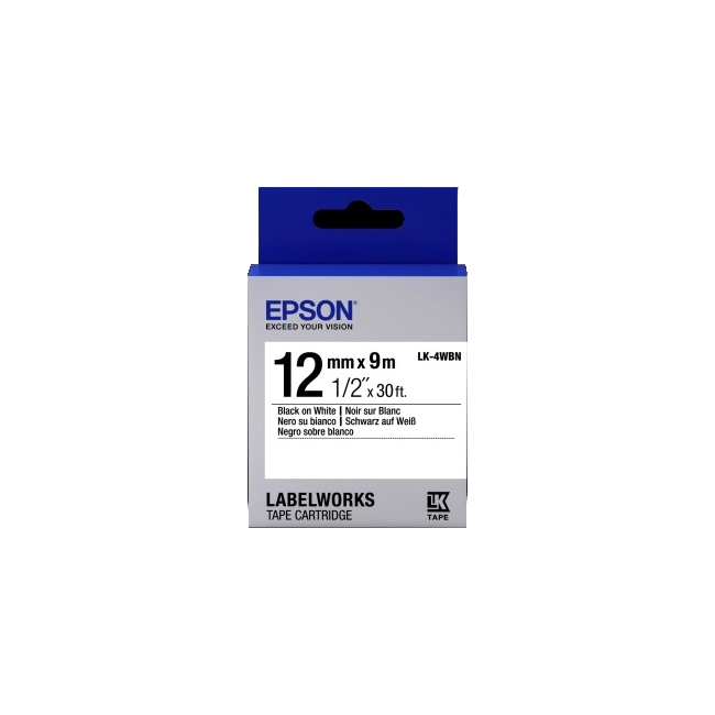 LabelWorks Standard Tape LK-4WBN Black/White 12mm-2