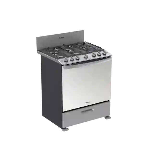 Estufa Whirlpool 30" 6 Quemadores Acero Inoxidable Hierro Fundido Sistema Stop Door Color Gris-1