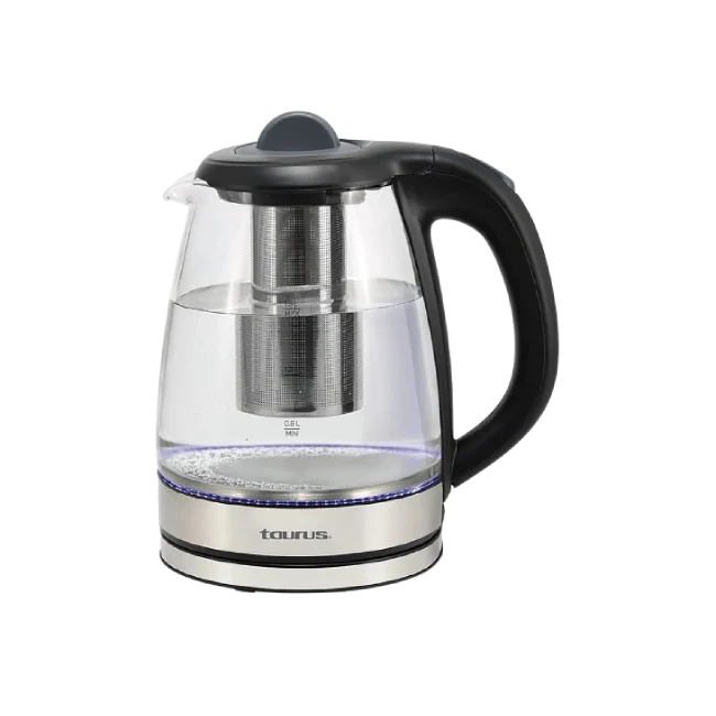 Jarrilla Electrica Taurus Wonder Con Infusor 1.8 Litros Apagado Automatico Vaso de Vidrio Indicador LED