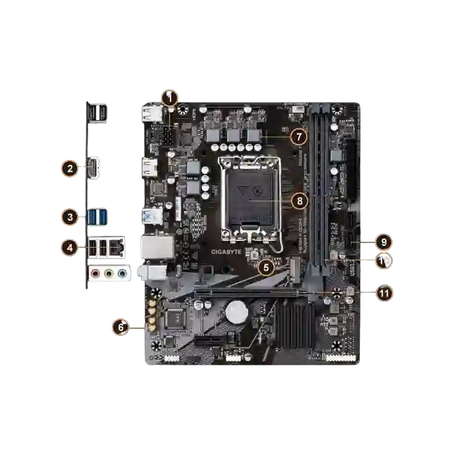 Gigabyte H610M K DDR4 - 1.0 - placa base - micro ATX - Socket LGA1700 - H610 Chipset - USB 3.2 Gen 1 - Gigabit LAN - Tarjeta gráfica (CPU necesaria) - HD Audio (8-canales)