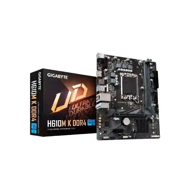 Gigabyte H610M K DDR4 - 1.0 - placa base - micro ATX - Socket LGA1700 - H610 Chipset - USB 3.2 Gen 1 - Gigabit LAN - Tarjeta gráfica (CPU necesaria) - HD Audio (8-canales)