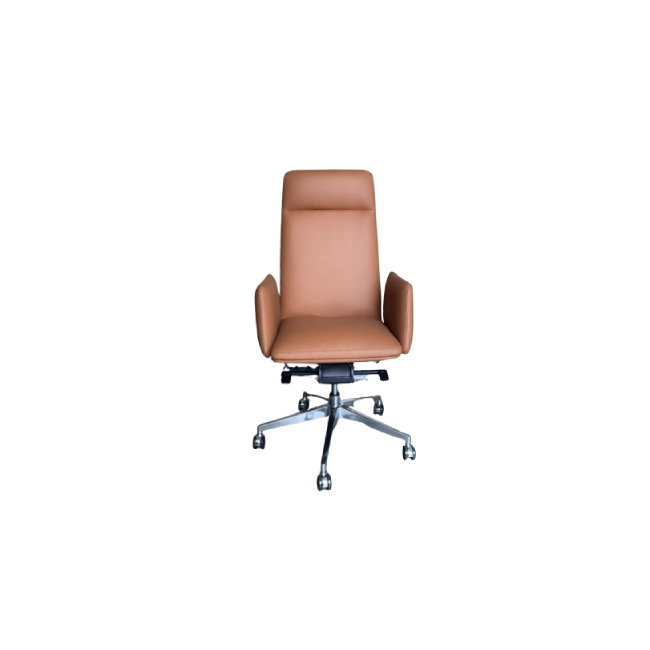 Silla de Cuerina MG-PY-002-A1-PU Esponja de Alta Densidad Base de Aluminio Color Café-1