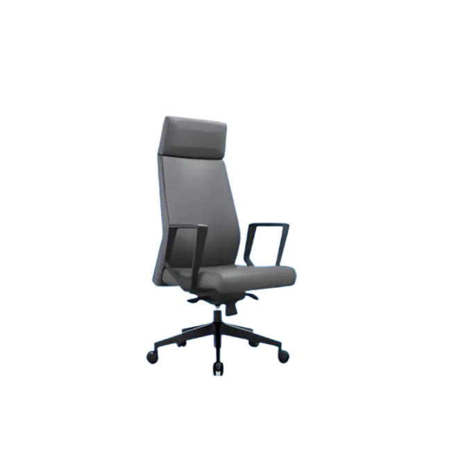 Silla Ejecutiva MG-PY-013-A1-PU Con Respaldo Alto y Reposa Cabeza de Cuerina Color Gris-2