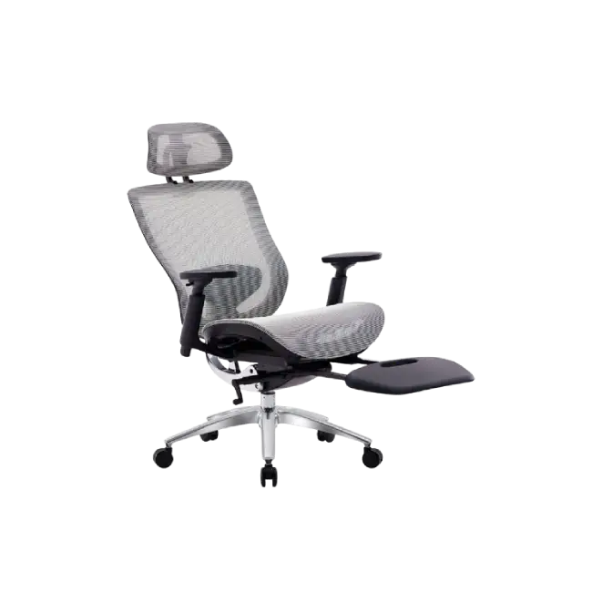 Silla MG-WB-012-A1-BK De Tela Material Coreano Con Reposa Cabeza y Piernas Color Gris con Celeste