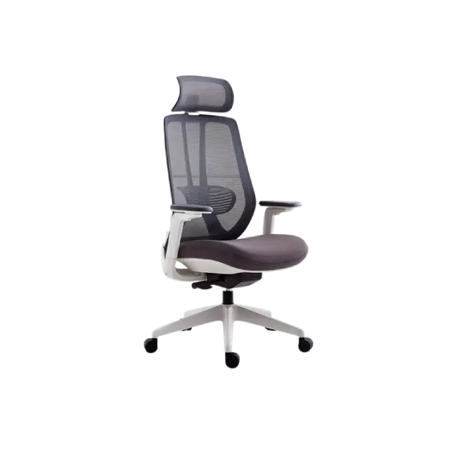 Silla MG-WB-013-A1-WH De Mesh y Tela Con Respaldo Alto y Reposa Cabeza Color Gris