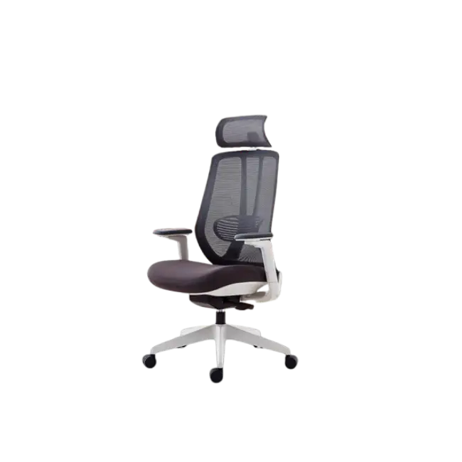 Silla MG-WB-013-A1-WH De Mesh y Tela Con Respaldo Alto y Reposa Cabeza Color Gris-2