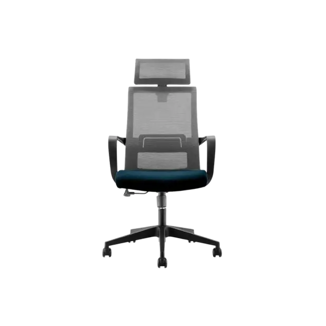 Silla Ejecutiva MG-WBY-023 de Mesh y Tela Con Respaldo Alto y Reposa Cabeza Color Gris y Negro-1
