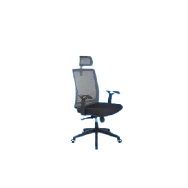 Silla Ejecutiva MG-WBY-036-BK De Tela Con Respaldo Alto y Reposa Cabeza Color Negro-1