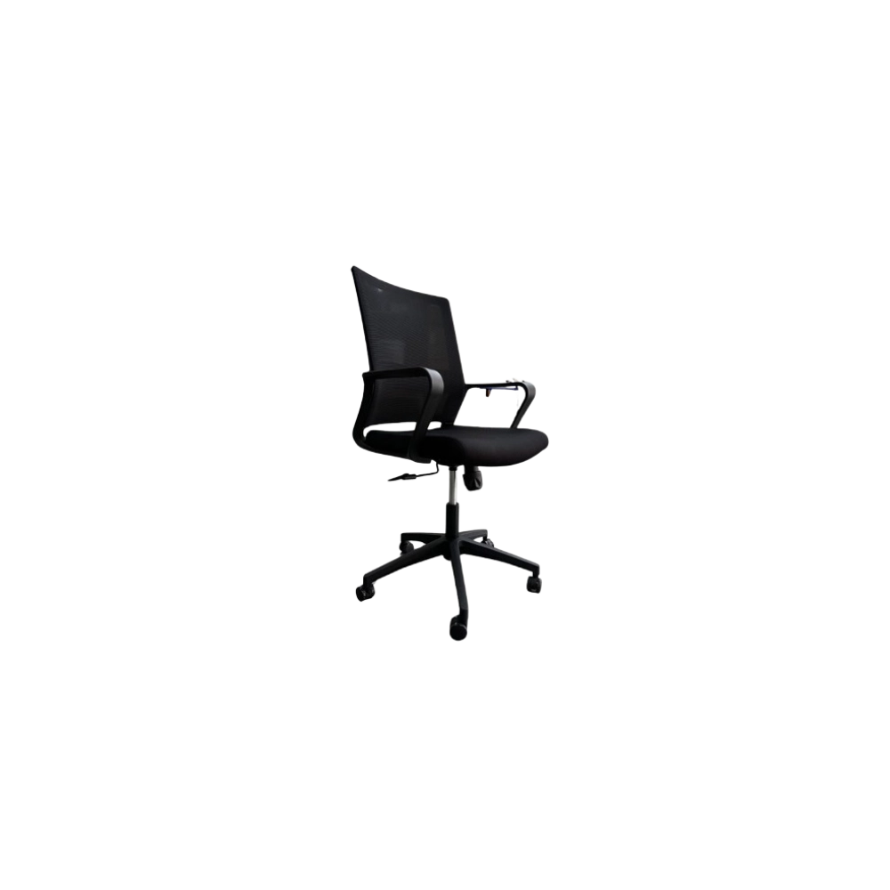 Silla de oficina MG-ZYY-057-BK De Mesh y Tela Con Respaldo Color Negro-3
