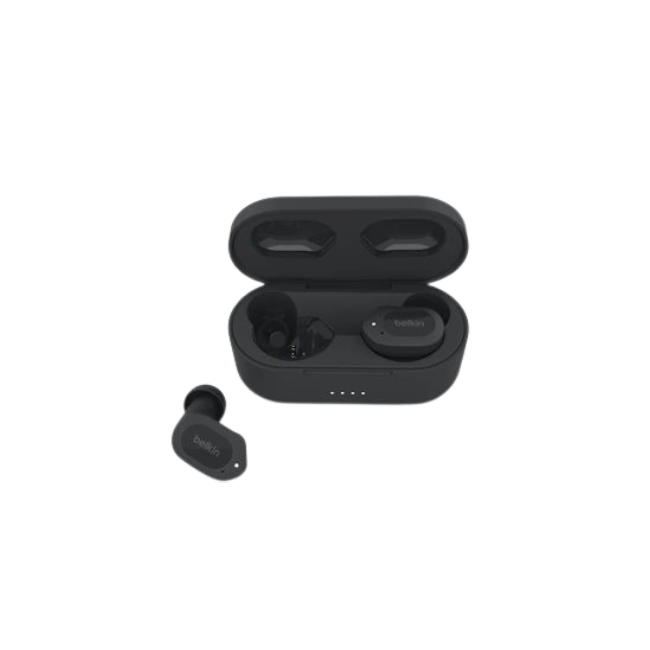 Belkin SoundForm Play - Auriculares inalámbricos con micro - en oreja - Bluetooth - cancelación de sonido activo - medianoche