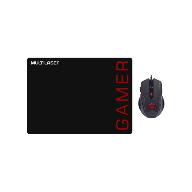COMBO MOUSE 3200DPI Y MOUSEPAD NEGRO CON ROJO