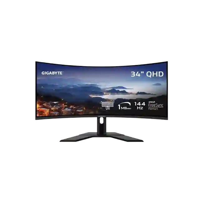 Gigabyte - LED-backlit LCD monitor - Curved Screen - 34" - 3440 x 1440 - VA - DisplayPort / HDMI - Black - GS34WQC US1