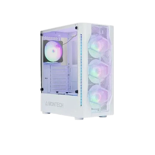 CASE MONTECH X1 MEDIA TORRE CON 4 VENTILADORES COLOR BLANCO-2