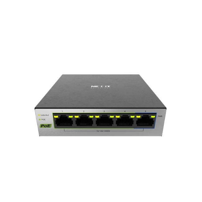Nexxt Solutions Infrastructure - Switch - Gigabit Ethernet - 5 x 10/100/1000 - 1 Gigabit Ethernet - 4 POE+ 60W-1
