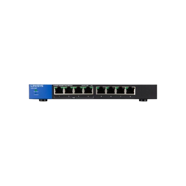 Linksys LGS108P - Conmutador  - sin gestionar - 4 x 10/100/1000 (PoE+) + 4 x 10/100/1000 - sobremesa, montaje en pared - PoE+ - ca 100/230 V - 2 años de garantía-2