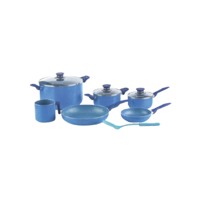 Bateria de Cocina Picca Lazio 10 piezas Color Azul con Puntos Plateados
