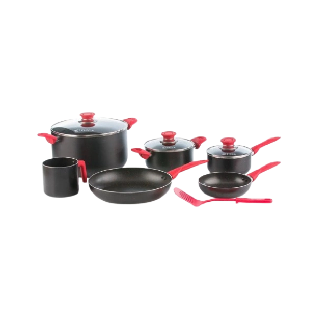 Batería de Cocina Picca Lazio PI0010BTN 10 Piezas Dyflon Color Negro con Puntos Rojos-4