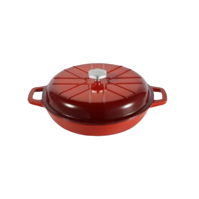 Olla Baja con Tapa Picca Forno 30" cm Hierro Funfido Color Rojo