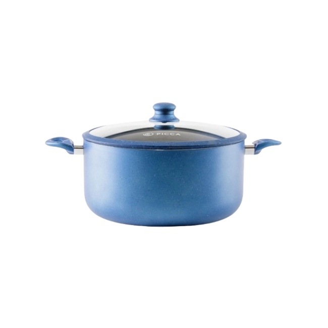 Olla Picca Nona PI00300MA 2 Piezas 30 Cms Con tapa de Vidrio Color Azul-1