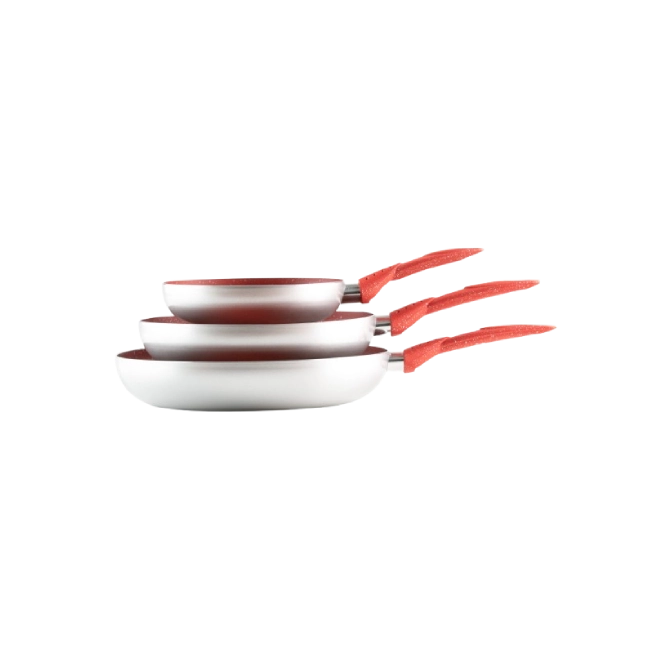 Juego de Sartenes Picca Roma PI003SSM0 26 - 30 cm Marmol Color Plateado con interior Rojo
