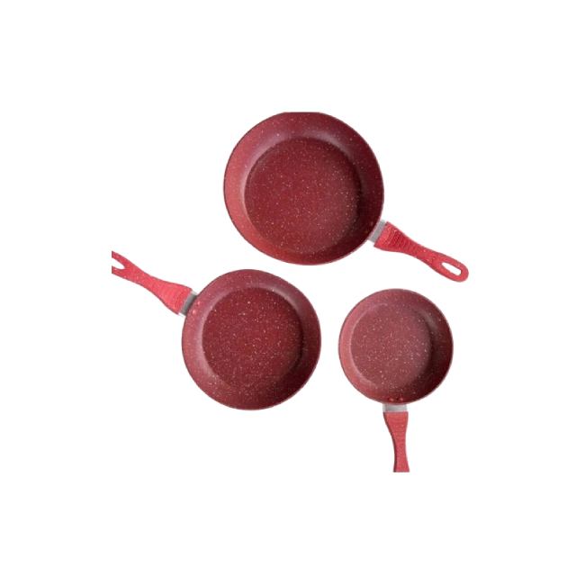 Juego de Sartenes Picca Milan PI003SSMR 20 - 24 - 28 Cms Marmol Color Rojo-4