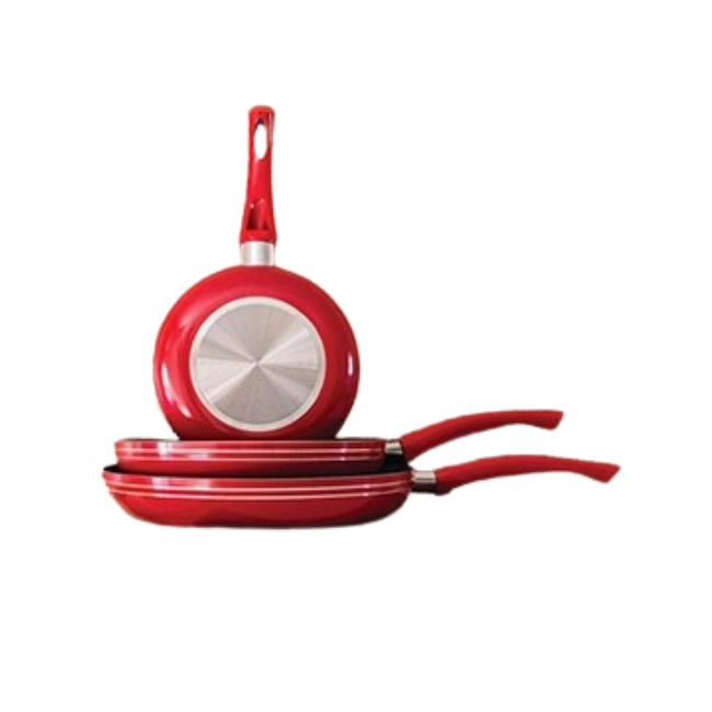 Juego de Sartenes Picca PI003SSTR Cerdeña 20" 26" 30" cm Dyflon Color Rojo-1