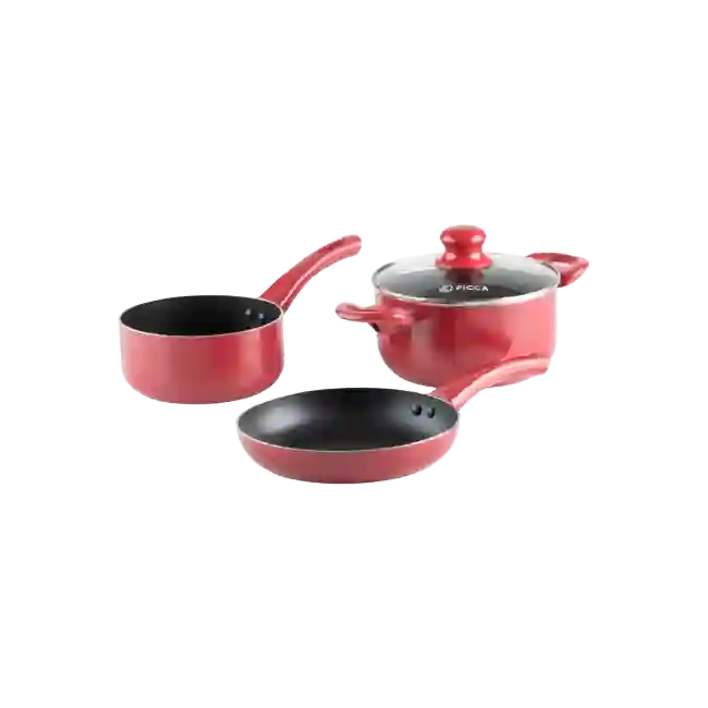 Bateria de Cocina Picca Sicilia PI004BTR4 Piezas Dyflon Color Rojo