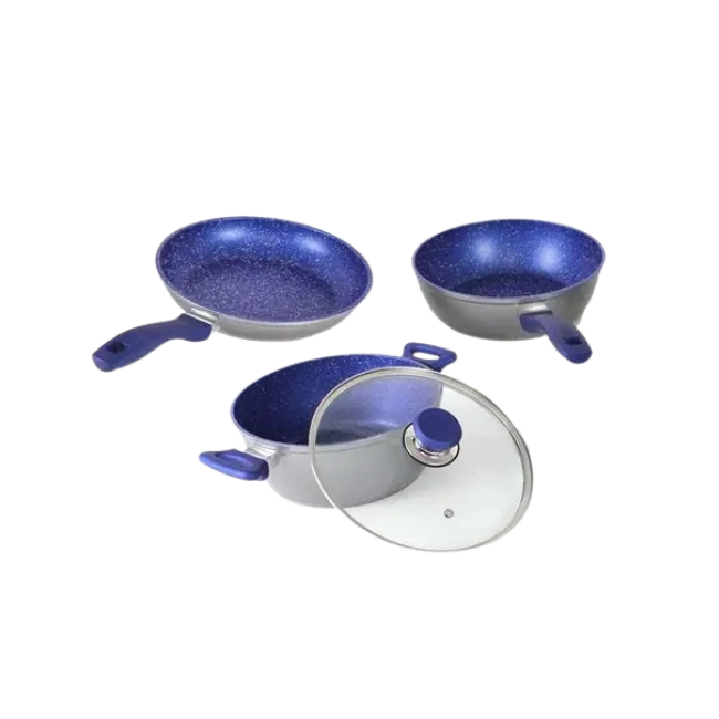 Bateria de Cocina Picca Bari PI009BMA 9 Piezas de Marmol Color Azul con Plata-4