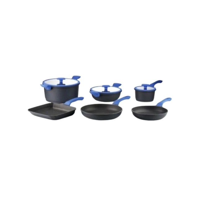 Bateria De Cocina Bellagio De 9 Piezas PI009BMC Color Gris Con Efecto Stone Celeste-4