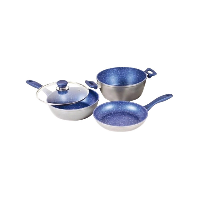 Bateria de Cocina Picca Bari PI009BMG 9 Piezas de Marmol Color Gris con Azul-3