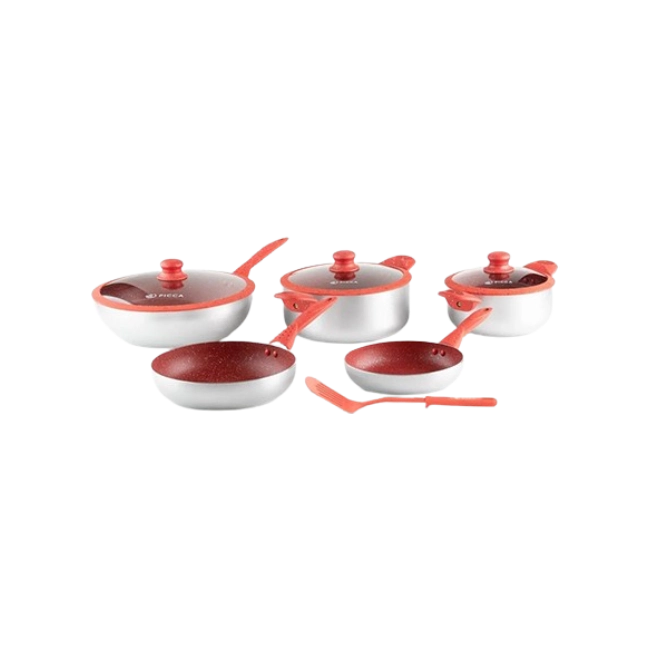 Bateria de Cocina Picca Roma PI009BMR 7 Piezas de Marmol Colo Rojo con Plata-3