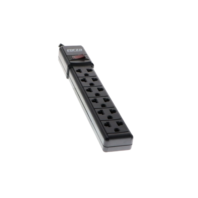 Regleta Electrica Forza PS-001B CA 120-220V 6 Conectores Color Negro
