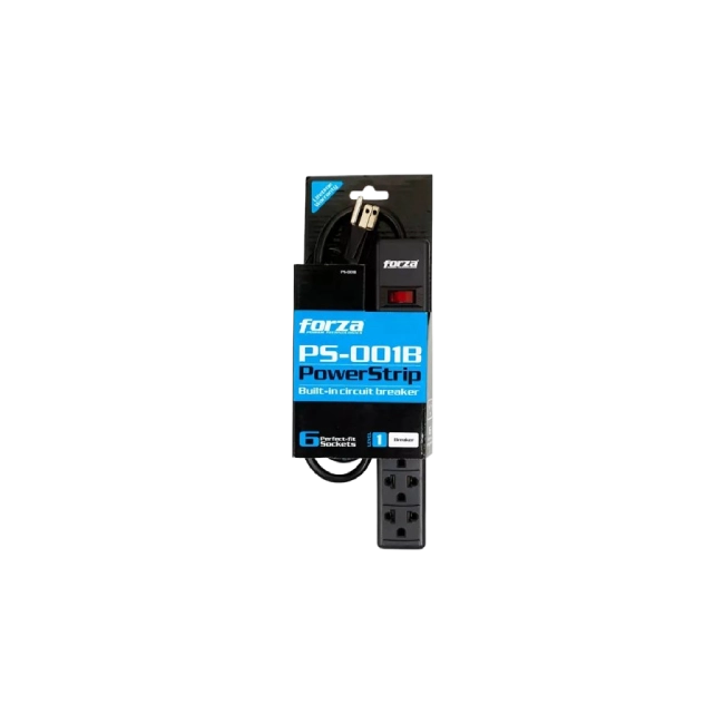 Regleta Electrica Forza PS-001B CA 120-220V 6 Conectores Color Negro-4